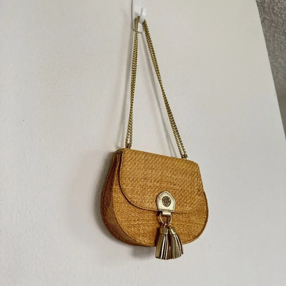 Lilly Pulitzer Sirena Straw One Shoulder Crossbody Bag Natural Boho Hippie - Picture 6 of 16